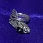 Snake Black Stone Silver Ring